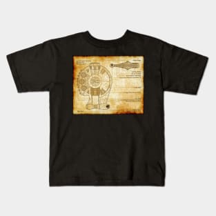 Rebel Freighter Parchment Blueprint Kids T-Shirt